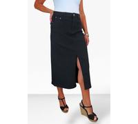 Paulo Due Front Split Denim Maxi Skirt In Black Black 22