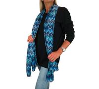 Paulo Due Golden Wave Pattern Fashion Scarf In Blue Blue