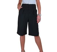 Paulo Due Ladies High Waist Wide Leg Knee Length Shorts Women's Relaxed Fit Smart Casual Office Shorts Black 10-22 (12)