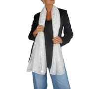 Paulo Due Ladies Lightweight Silver Heart Pattern Scarf Ivory