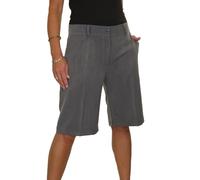 Paulo Due Ladies Tailored Pleated Bermuda Shorts Womens Smart Knee Length Office Pub Summer Uniform Marl Grey 8-22 (8)