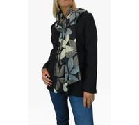 Paulo Due Large Leaf Design Wool Blend Pashmina Scarf In Black Black