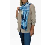 Paulo Due Large Leaf Design Wool Blend Pashmina Scarf In Blue Blue