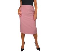 Paulo Due Lined Pencil Skirt for Women Smart Ladies Below Knee Elasticated Waist Skirt Office Evening Pink 10-24 (14)