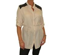 Paulo Due Long Sleeve Buttoned Down Tunic In Beige Beige M/L