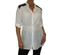 Paulo Due Long Sleeve Buttoned Down Tunic In Cream Cream XL/XXL