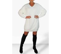 Paulo Due Long Sleeve V-Neck Jumper Dress In Cream Cream 10-14