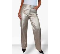 Paulo Due Metallic Coated Wide Leg Jeans In Metallic Gold Metallic Gold 20