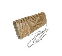 Paulo Due Oval Pattern Diamante Clutch Bag In Gold Gold