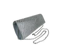 Paulo Due Oval Pattern Diamante Clutch Bag In Silver Silver