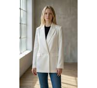 Paulo Due Oversized Double Breasted Satin Blazer In Ivory Ivory