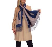 Paulo Due Oversized Wool Blend Pashmina Shawl Scarf In Navy Navy