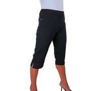 Paulo Due Pull On Denim Capri Shorts In Black Black 10