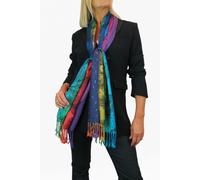 Paulo Due Rainbow Peacock Feather Pashmina Shawl Scarf - Black