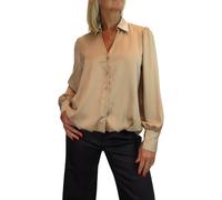Paulo Due Satin Long Sleeve Blouse In Gold Gold