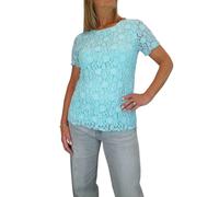 Paulo Due Short Sleeve Crochet Lace Top In Turquoise Turquoise 18-20