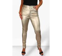 Paulo Due Skinny Coated Leather Look Jeans In Gold Gold