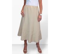 Smart Flared Skirt for Women UK Elasticated Waist Ladies Swing Midi Maxi Skirt Fully Lined Work Occasion Office Evening Beige 10-20 (20)