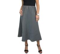 Paulo Due Smart Flared Skirt for Women UK Elasticated Waist Ladies Swing Midi Maxi Skirt Fully Lined Work Occasion Office Evening Marl Grey 10-20 (18)