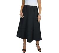 Paulo Due Smart Flared Skirt for Women UK Elasticated Waist Ladies Swing Midi Maxi Skirt Fully Lined Work Occasion Office Evening Black 10-20 (16)