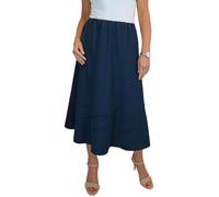 Paulo Due Smart Flared Skirt for Women UK Elasticated Waist Ladies Swing Midi Maxi Skirt Fully Lined Work Occasion Office Evening Navy Blue 10-20 (12)