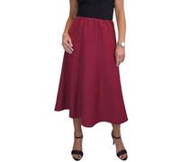 Smart Flared Skirt for Women UK Elasticated Waist Ladies Swing Midi Maxi Skirt Fully Lined Work Occasion Office Evening Burgundy 10-20 (24)