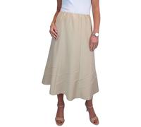 Paulo Due Smart Flared Skirt for Women UK Elasticated Waist Ladies Swing Midi Maxi Skirt Fully Lined Work Occasion Office Evening Beige 10-20 (10)