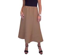 Paulo Due Smart Flared Skirt for Women UK Elasticated Waist Ladies Swing Midi Maxi Skirt Fully Lined Work Occasion Office Evening Tan 10-20 (10)