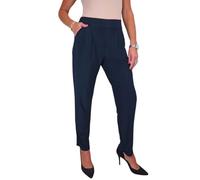 Paulo Due Smart Pull On Trousers for Women High Rise Elasticated Waist | Ladies Tapered Leg Trousers, Stretch On, Lightweight Trouser UK, Smart Office