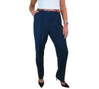 Paulo Due Smart Tailored Fit Pleated Trousers for Women UK Ladies Formal Office Trouser Lightweight Work Pants Navy Blue 8-22 (8)