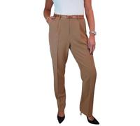 Paulo Due Smart Tailored Fit Pleated Trousers for Women UK Ladies Formal Office Trouser Lightweight Work Pants Tan 8-22 (18)