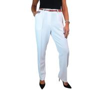 Paulo Due Smart Tailored Fit Pleated Trousers for Women UK Ladies Formal Office Trouser Lightweight Work Pants White 8-22 (18)