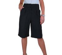 Paulo Due Ladies High Waist Wide Leg Knee Length Shorts Women's Relaxed Fit Smart Casual Office Shorts Black 10-22 (12)