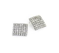 Paulo Due Square Diamante Earrings In Silver Silver