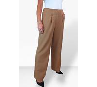 Paulo Due Tailored Wide Leg Office Trousers In Tan Tan