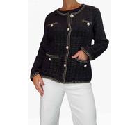Paulo Due Textured Bouclé Jacket With Gold And Pearl Trim In Black Black 10-14