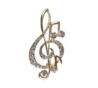 Paulo Due Treble Clef Music Symbol Diamante Brooch - Gold