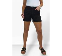 Paulo Due Women's Summer Denim Slim Fit Shorts Ladies Stretch Cotton Twill Hotpants with Turn Up Cuff Black 10-22 (20)