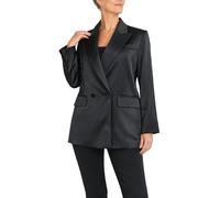 Paulo Due Women’s Oversized Satin Blazer - Double Breasted Evening Jacket, Fully Lined Tailored Fit Black 10-20 (M/L 14-16)
