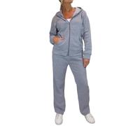 Paulo Due Women's 2 Piece Fleece Tracksuit Set Ladies Hoodie and Jogger Set Casual Tracksuit Light Grey (M 8-10)