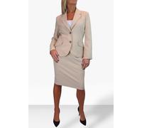 Paulo Due Women's 2 Piece Tailored Skirt Suit - 12 - Beige