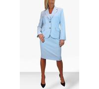 Paulo Due Women's 2 Piece Tailored Skirt Suit - 12 - Pale Blue