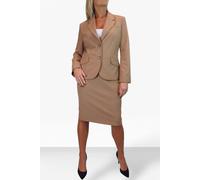 Paulo Due Women's 2 Piece Tailored Skirt Suit - 18 - Tan