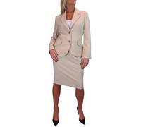 Paulo Due Women's 2 Piece Trouser Suit Fully Lined Blazer Beige (10)