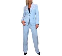 Paulo Due Women's 2 Piece Trouser Suit Fully Lined Blazer Ladies Formal Jacket and Trouser Suit for Office, Business - Pale Blue 8-20 (18)