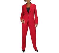 Paulo Due Women's 2 Piece Trouser Suit Fully Lined Blazer Ladies Formal Jacket and Trouser Suit for Office, Business - Red 10-20 (20)