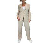 Paulo Due Women's 2 Piece Trouser Suit Fully Lined Blazer Ladies Formal Jacket and Trouser Suit for Office, Business - Beige 8-20 (8)