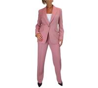 Paulo Due Women's 2 Piece Trouser Suit Fully Lined Blazer Ladies Formal Jacket and Trouser Suit for Office, Business - Pink 10-20 (14)