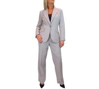 Paulo Due Women's 2 Piece Trouser Suit Fully Lined Blazer Ladies Formal Jacket and Trouser Suit for Office, Business - Silver Grey 8-20 (12)