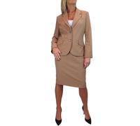 Paulo Due Women's 2 Piece Trouser Suit Fully Lined Blazer Tan (14)